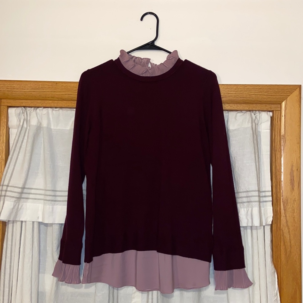 Peter Pan scalloped collar blouse, Cabernet/mauve